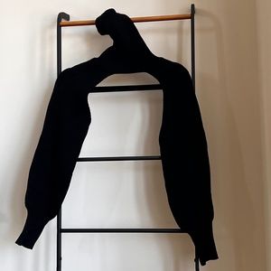 Zara Cropped Shrug Turtleneck Bolero Crop Black Sweater